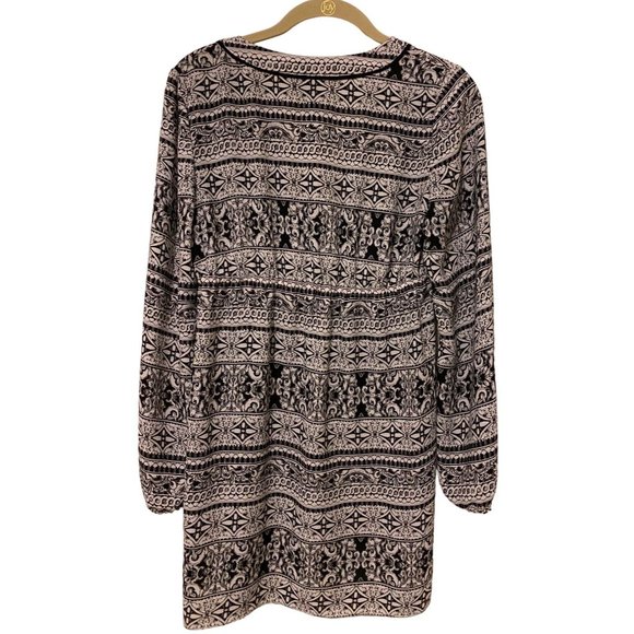 WHBM White House black market Mini Dress Coverup SZ 2 Floral Geo V Neck - Picture 2 of 6